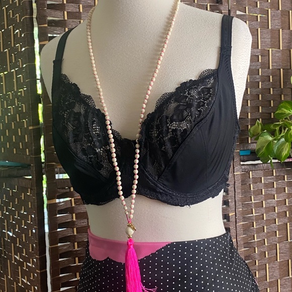 Offer??   Shein black bra stretch lace floral pattern bow adjustable 85D = 38D - Picture 2 of 13